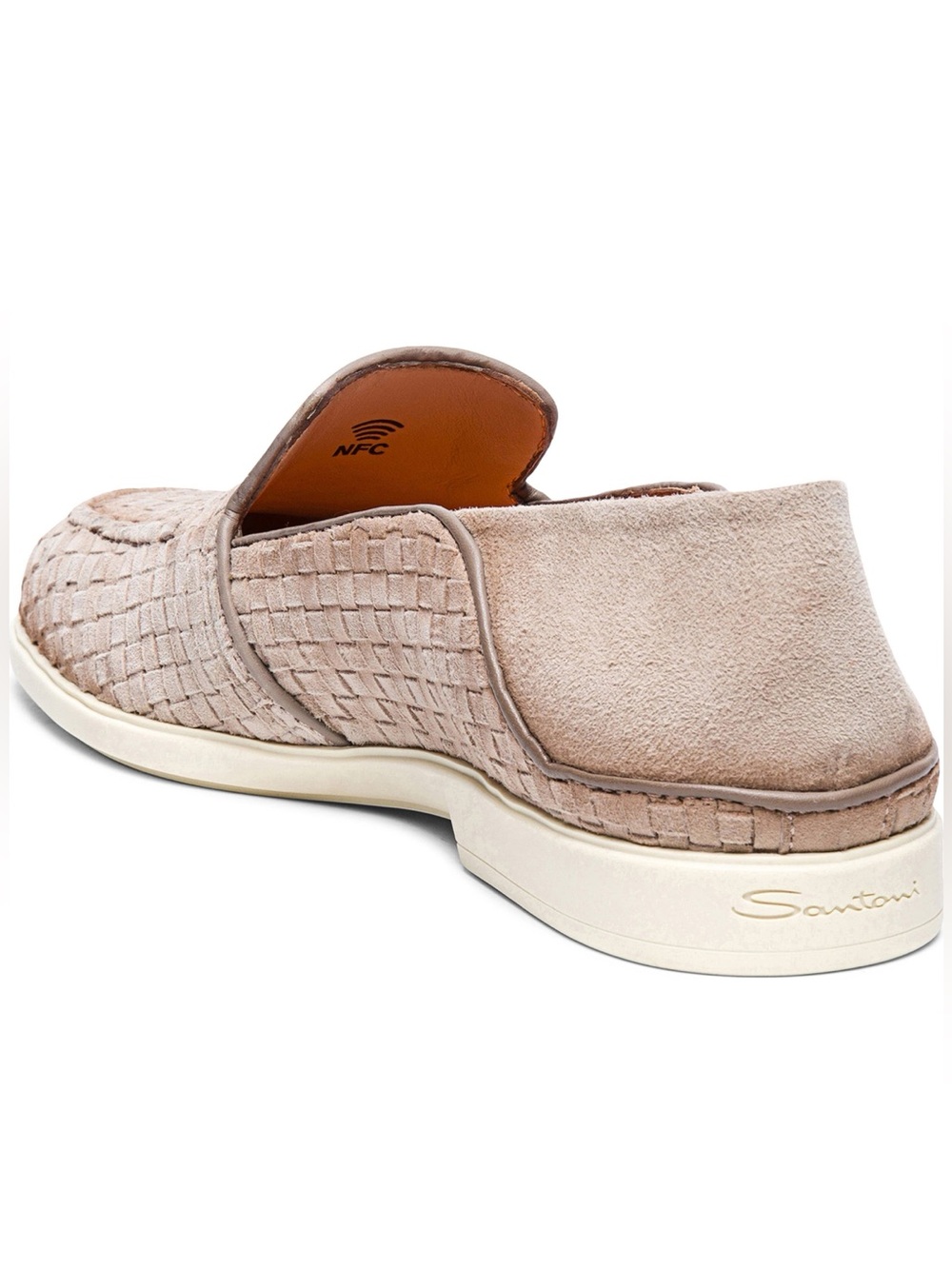 Santoni Woven Loafer Light Brown Beige Sz 12 - Picture 2 of 16